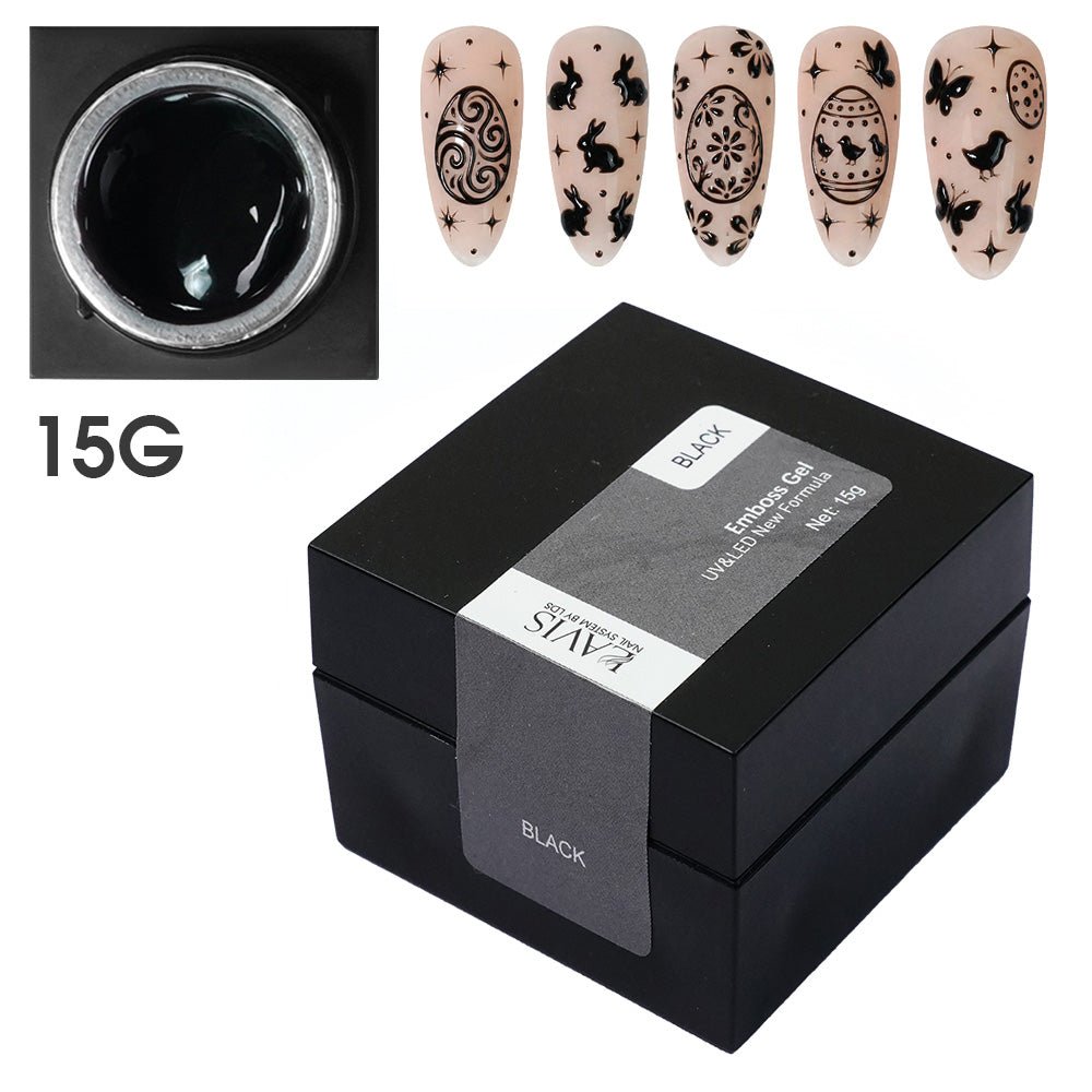 Emboss Gel Polish Nail Art - 15g Black - DTK Nail Supply