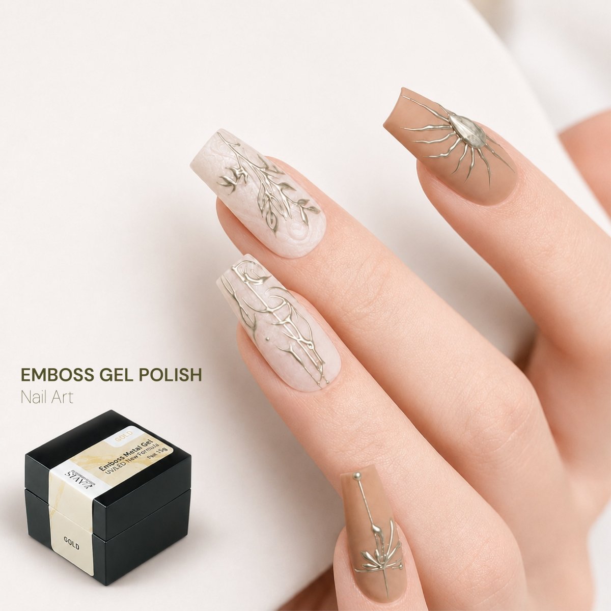 Emboss Gel Polish Nail Art - 5g Gold - DTK Nail Supply