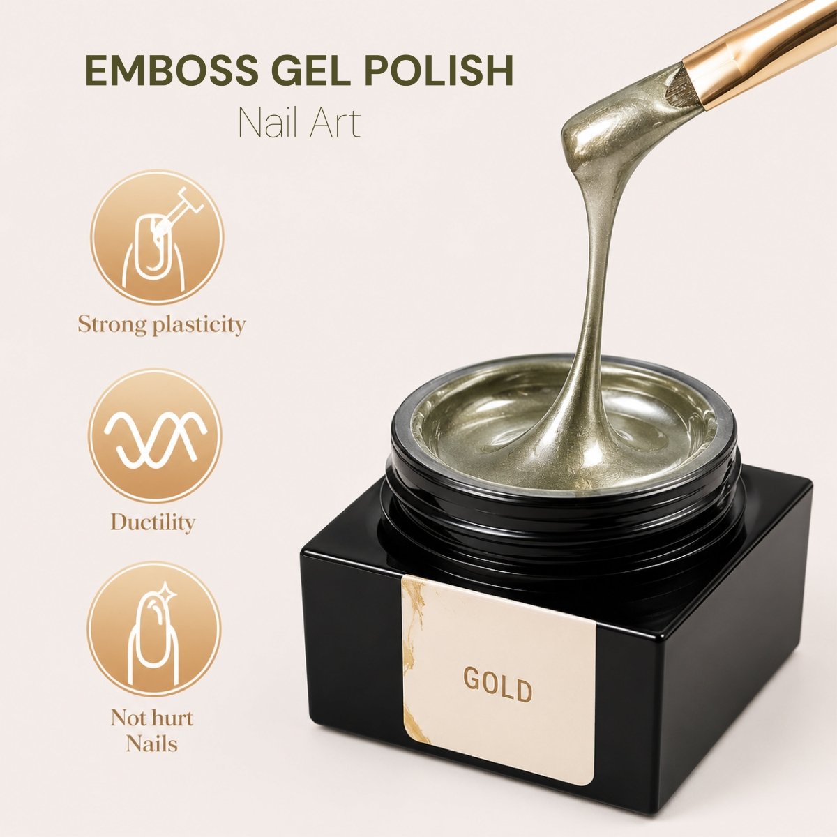 Emboss Gel Polish Nail Art - 5g Gold - DTK Nail Supply