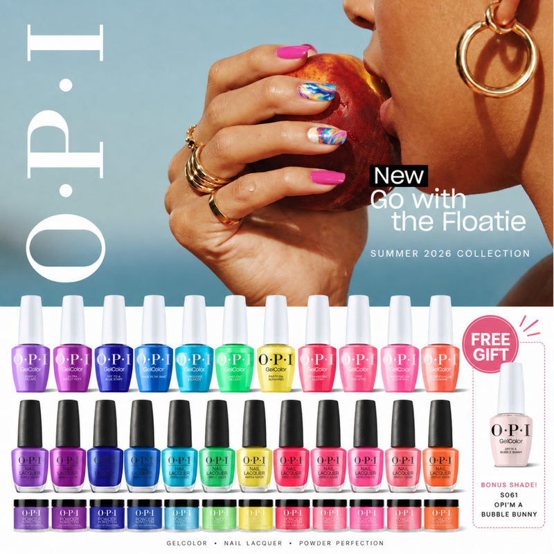 FREE 1 OPI Bubble Bunny S061 - OPI Intelli 3 In 1 - Set 12 Colors - OPI Summer 2026 Trip To The Brite Side Collection - Dip, Gel & Lacquer Matching - DTK Nail Supply