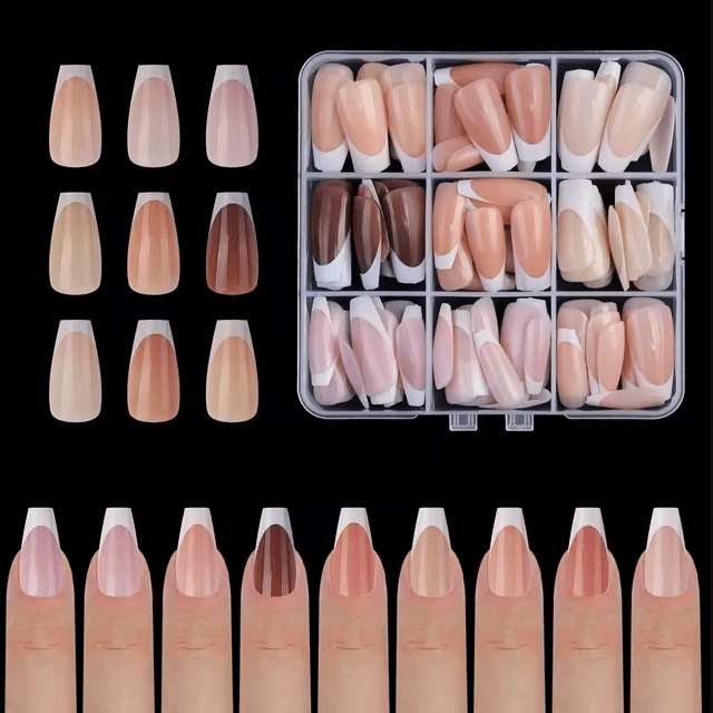 French Nails 01 Medium Coffin - DTK Nail Supply