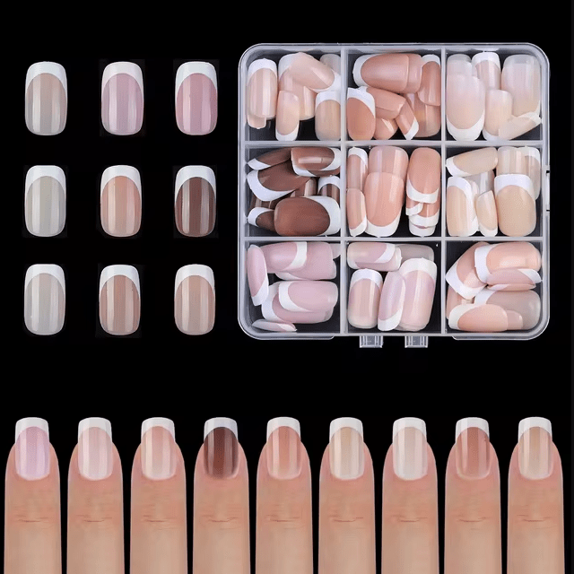French Nails 05 Long Squoval - DTK Nail Supply