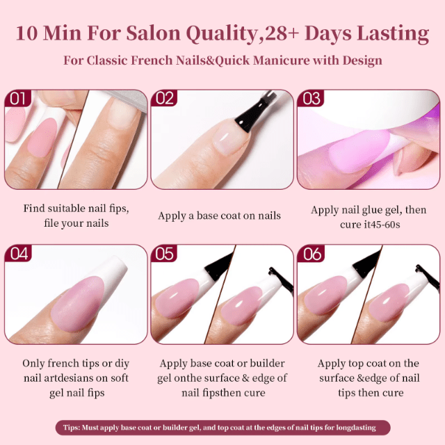 French Nails 07 Short Squoval - DTK Nail Supply