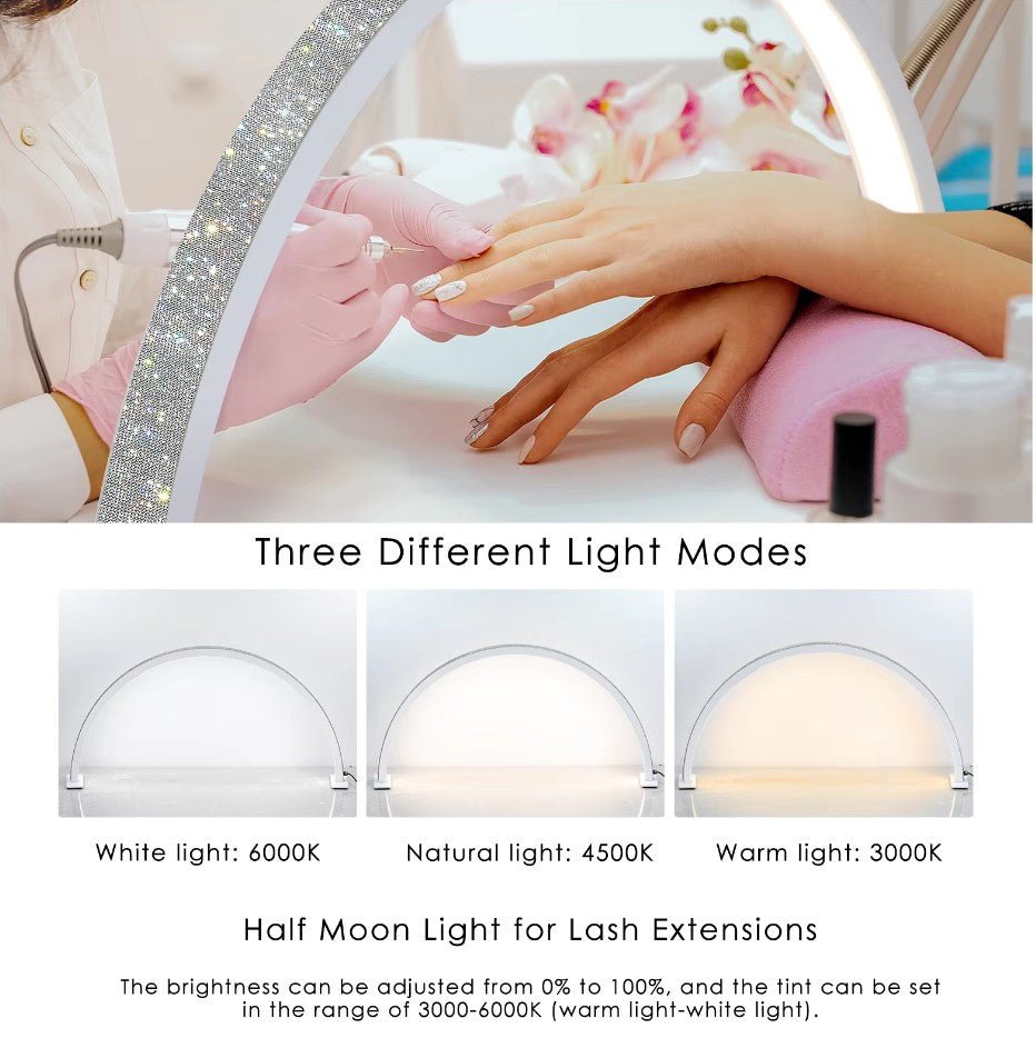 Half Moon LED Lamp (PCS) - White With Diamond - DTK Nail Supply