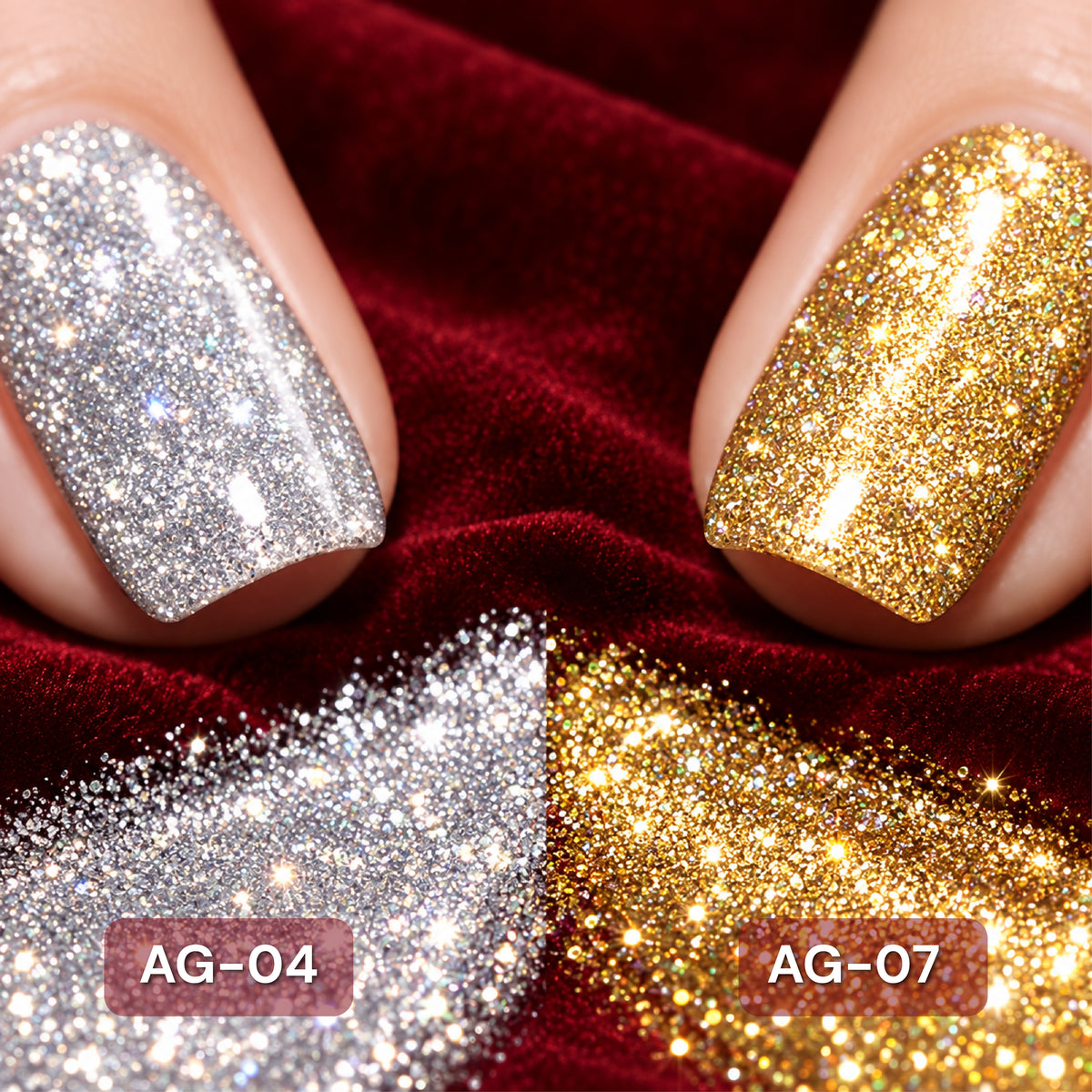 A'DOR 24 Karat Glitter Gel - Set 12 Colors - HEMA & TPO Free - 0.4 oz - DTK Nail Supply