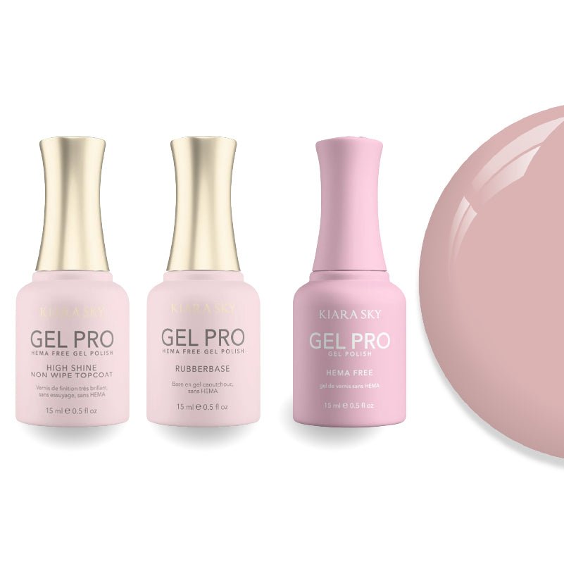 Kiara Sky Gel Pro Polish - HEMA - Free Rubber Base - High - Shine Non - Wipe Top Coat - 006 Pink Your Poison - DTK Nail Supply