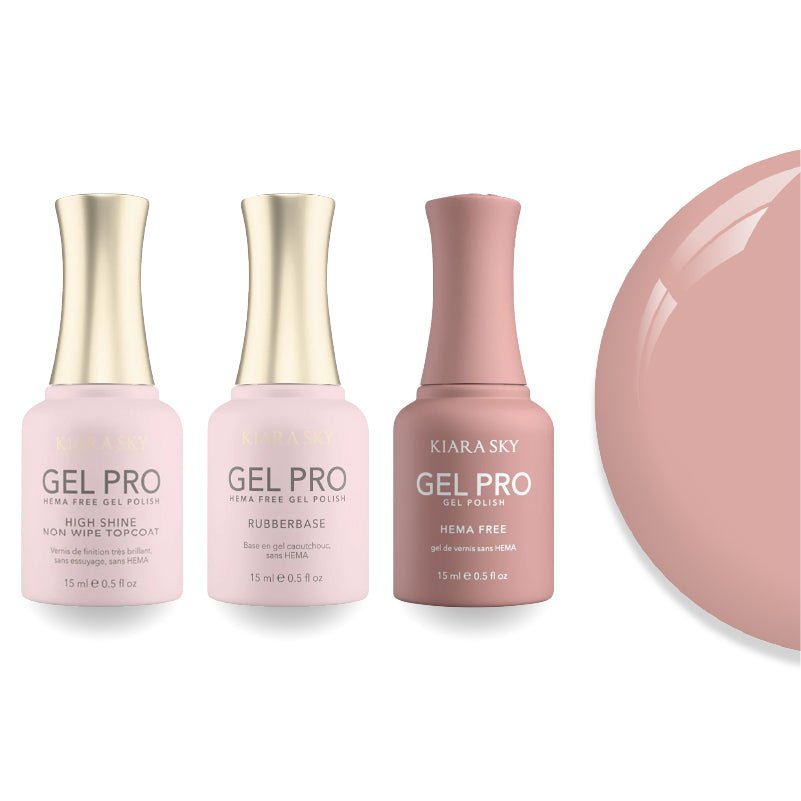 Kiara Sky Gel Pro Polish - HEMA - Free Rubber Base - High - Shine Non - Wipe Top Coat - 010 Blush Crush - DTK Nail Supply