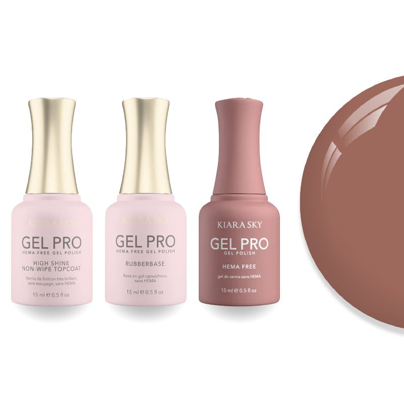 Kiara Sky Gel Pro Polish - HEMA - Free Rubber Base - High - Shine Non - Wipe Top Coat - 015 Beige Magnet - DTK Nail Supply