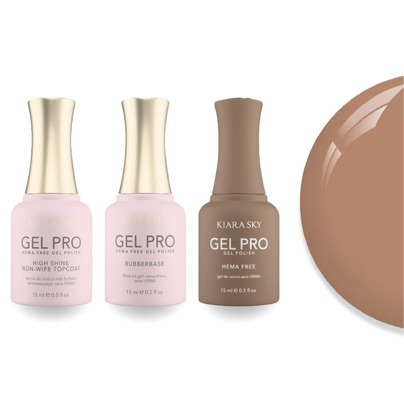 Kiara Sky Gel Pro Polish - HEMA - Free Rubber Base - High - Shine Non - Wipe Top Coat - 019 Almond Milk Macchiato - DTK Nail Supply