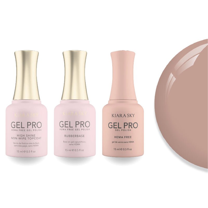 Kiara Sky Gel Pro Polish - HEMA - Free Rubber Base - High - Shine Non - Wipe Top Coat - 021 Timeless - DTK Nail Supply