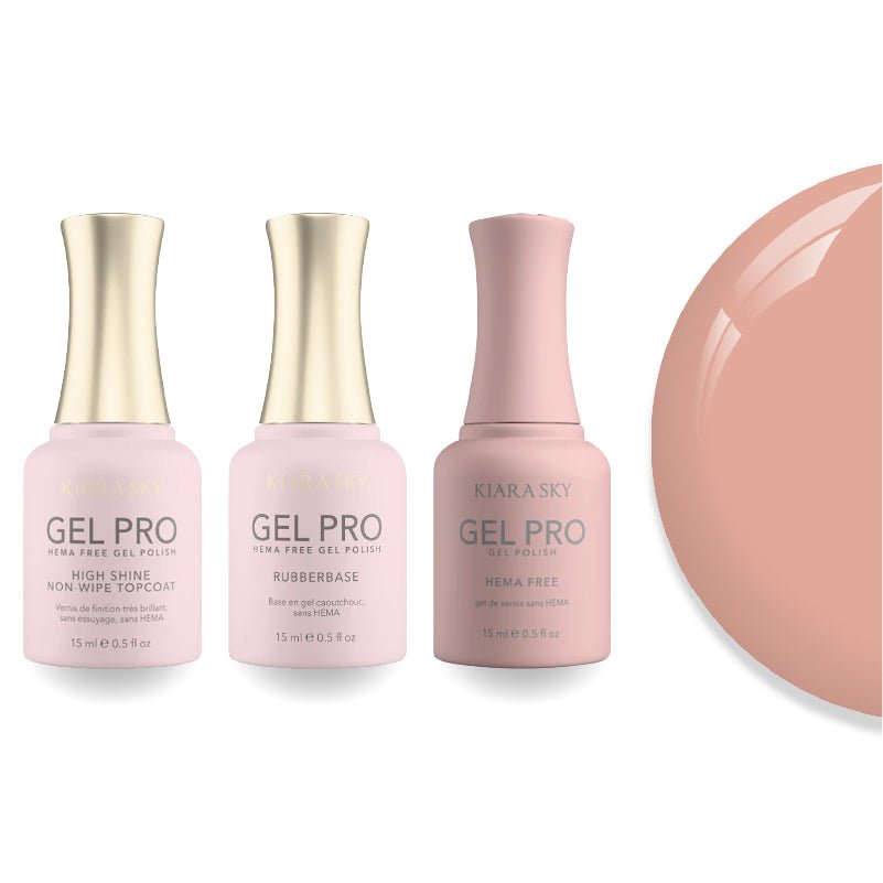 Kiara Sky Gel Pro Polish - HEMA - Free Rubber Base - High - Shine Non - Wipe Top Coat - 023 Satin Finish - DTK Nail Supply