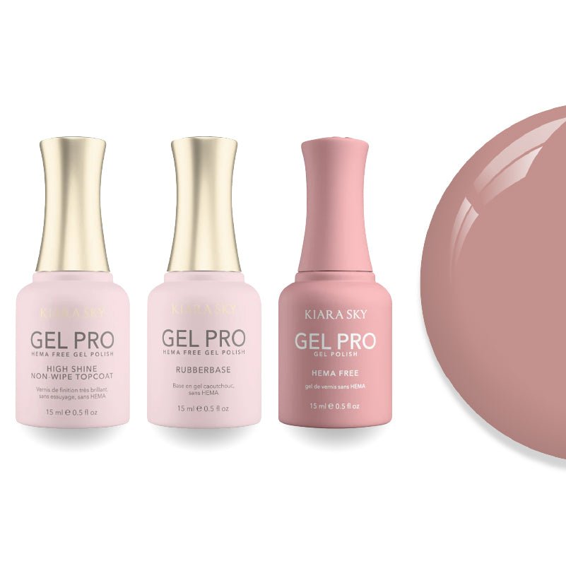 Kiara Sky Gel Pro Polish - HEMA - Free Rubber Base - High - Shine Non - Wipe Top Coat - 025 Halfhearted - DTK Nail Supply