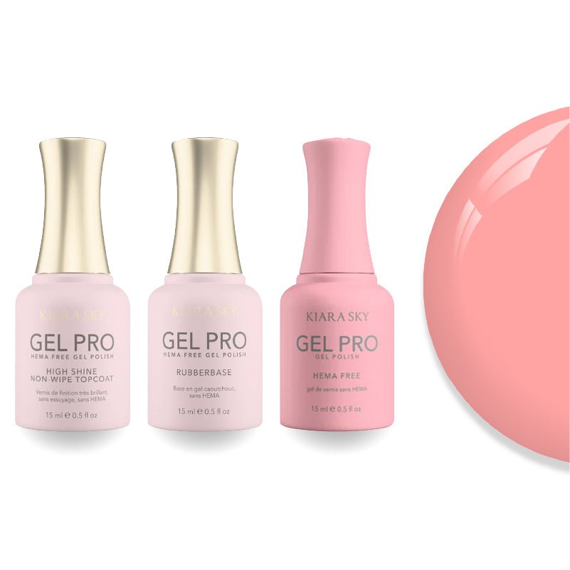Kiara Sky Gel Pro Polish - HEMA - Free Rubber Base - High - Shine Non - Wipe Top Coat - 029 Such A Babe - DTK Nail Supply