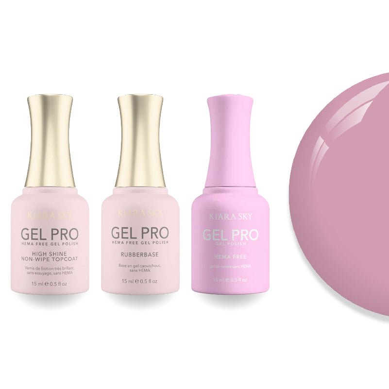 Kiara Sky Gel Pro Polish - HEMA - Free Rubber Base - High - Shine Non - Wipe Top Coat - 035 Mum's The Word - DTK Nail Supply