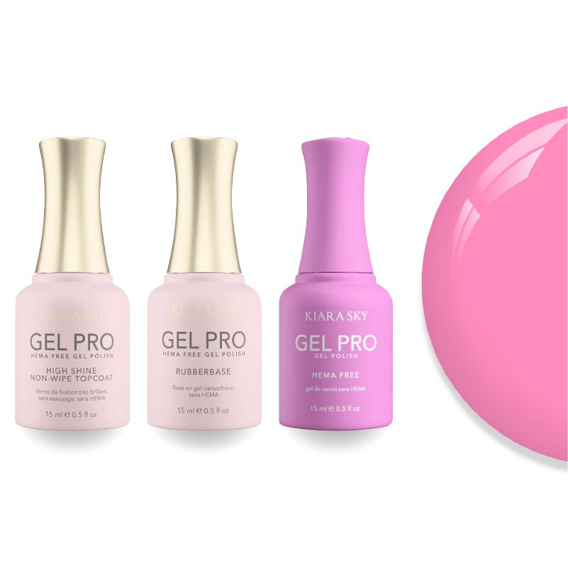 Kiara Sky Gel Pro Polish - HEMA - Free Rubber Base - High - Shine Non - Wipe Top Coat - 039 Summer Pop - DTK Nail Supply