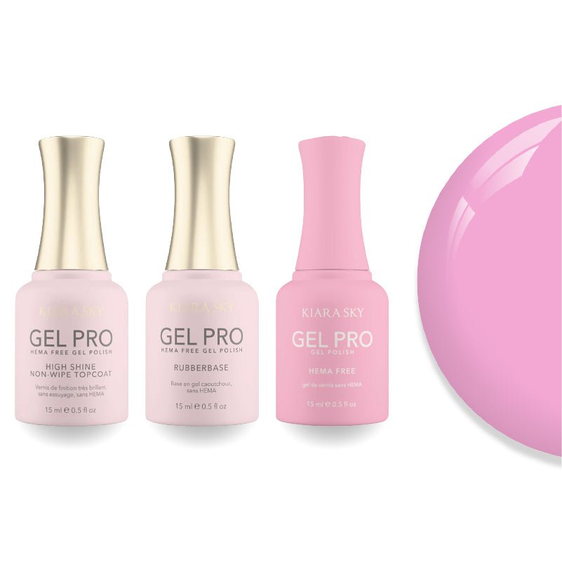 Kiara Sky Gel Pro Polish - HEMA - Free Rubber Base - High - Shine Non - Wipe Top Coat - 040 Radio Silent - DTK Nail Supply
