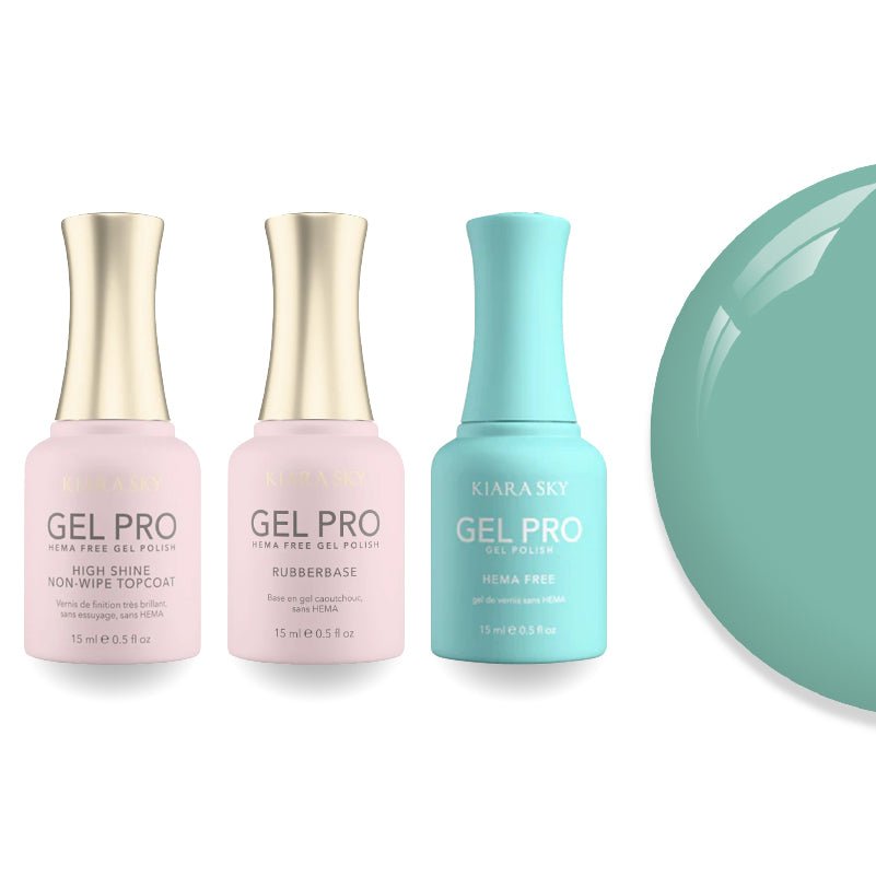 Kiara Sky Gel Pro Polish - HEMA - Free Rubber Base - High - Shine Non - Wipe Top Coat - 045 Sea Salt - DTK Nail Supply