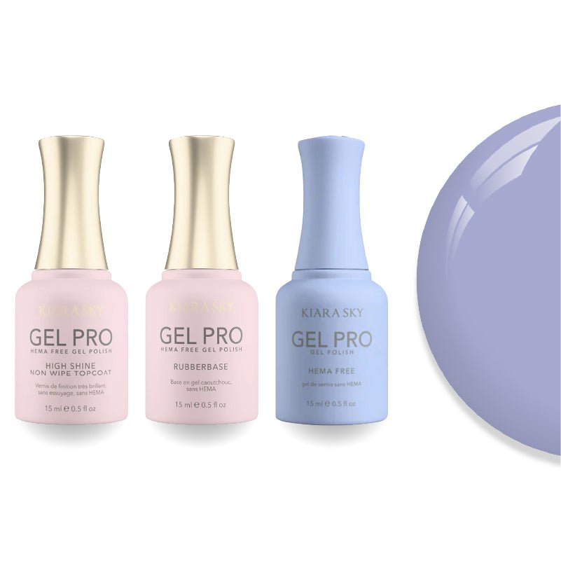 Kiara Sky Gel Pro Polish - HEMA - Free Rubber Base - High - Shine Non - Wipe Top Coat - 051 Hint of Winkle - DTK Nail Supply