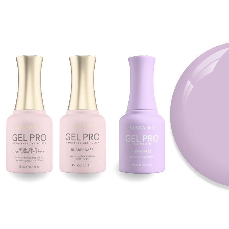 Kiara Sky Gel Pro Polish - HEMA - Free Rubber Base - High - Shine Non - Wipe Top Coat - 056 Moonlit Lilac - DTK Nail Supply