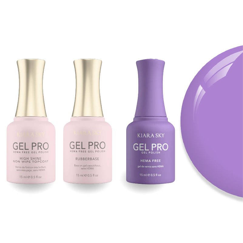 Kiara Sky Gel Pro Polish - HEMA - Free Rubber Base - High - Shine Non - Wipe Top Coat - 058 Fig - ures - DTK Nail Supply