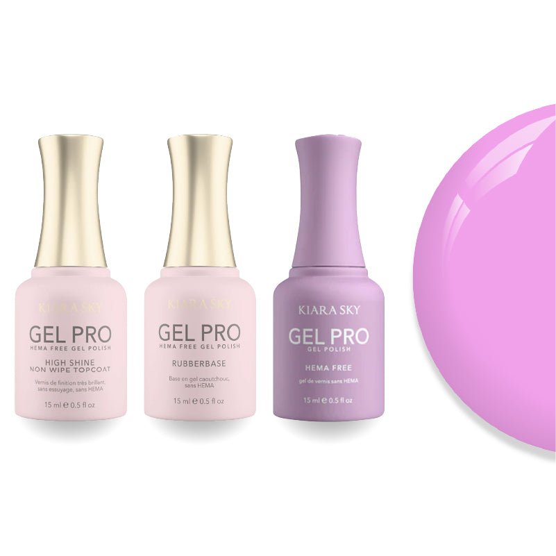 Kiara Sky Gel Pro Polish - HEMA - Free Rubber Base - High - Shine Non - Wipe Top Coat - 059 Will You Berry Me - DTK Nail Supply