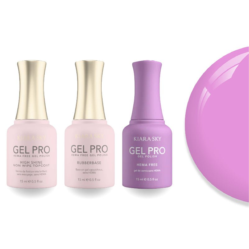 Kiara Sky Gel Pro Polish - HEMA - Free Rubber Base - High - Shine Non - Wipe Top Coat - 060 Verbena Bouquet - DTK Nail Supply