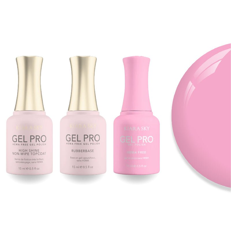 Kiara Sky Gel Pro Polish - HEMA - Free Rubber Base - High - Shine Non - Wipe Top Coat - 062 The It Girl - DTK Nail Supply
