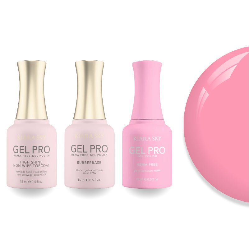 Kiara Sky Gel Pro Polish - HEMA - Free Rubber Base - High - Shine Non - Wipe Top Coat - 063 Little Drama - DTK Nail Supply