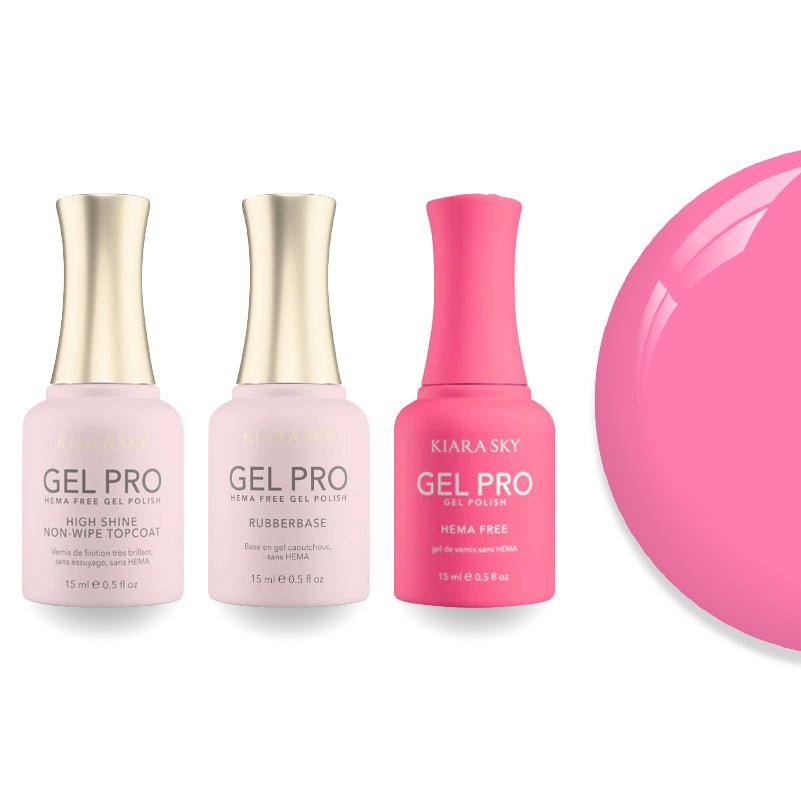 Kiara Sky Gel Pro Polish - HEMA - Free Rubber Base - High - Shine Non - Wipe Top Coat - 066 Hot Shot - DTK Nail Supply