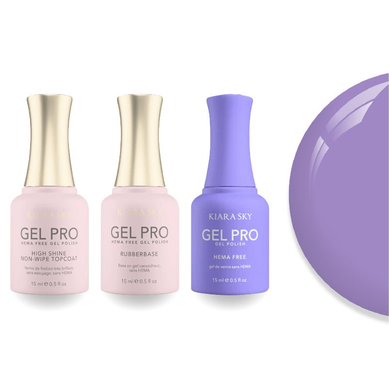Kiara Sky Gel Pro Polish - HEMA - Free Rubber Base - High - Shine Non - Wipe Top Coat - 069 Dragonfly - DTK Nail Supply