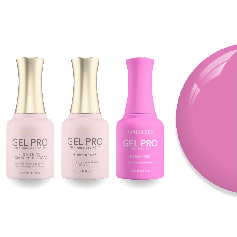 Kiara Sky Gel Pro Polish - HEMA - Free Rubber Base - High - Shine Non - Wipe Top Coat - 070 All The Hype - DTK Nail Supply