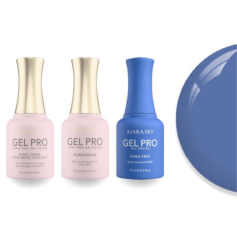 Kiara Sky Gel Pro Polish - HEMA - Free Rubber Base - High - Shine Non - Wipe Top Coat - 072 Race You There! - DTK Nail Supply