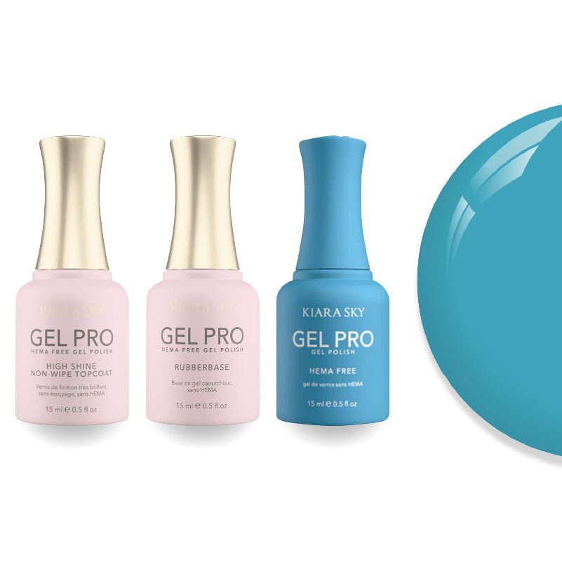 Kiara Sky Gel Pro Polish - HEMA - Free Rubber Base - High - Shine Non - Wipe Top Coat - 075 Light It Be - DTK Nail Supply