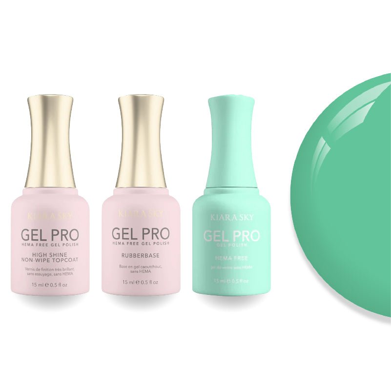 Kiara Sky Gel Pro Polish - HEMA - Free Rubber Base - High - Shine Non - Wipe Top Coat - 077 Surf The Wave - DTK Nail Supply