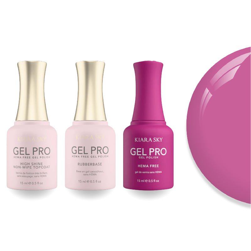 Kiara Sky Gel Pro Polish - HEMA - Free Rubber Base - High - Shine Non - Wipe Top Coat - 084 A Bit Tart - DTK Nail Supply