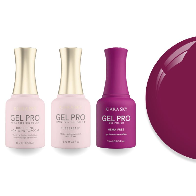 Kiara Sky Gel Pro Polish - HEMA - Free Rubber Base - High - Shine Non - Wipe Top Coat - 085 NDA - DTK Nail Supply
