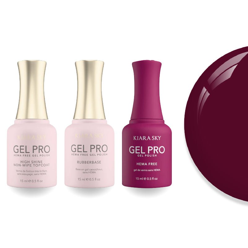 Kiara Sky Gel Pro Polish - HEMA - Free Rubber Base - High - Shine Non - Wipe Top Coat - 086 Talk Flirty To Me - DTK Nail Supply