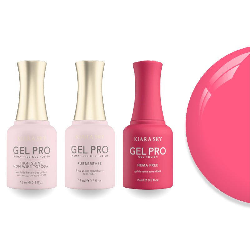 Kiara Sky Gel Pro Polish - HEMA - Free Rubber Base - High - Shine Non - Wipe Top Coat - 089 Pizzazz - DTK Nail Supply