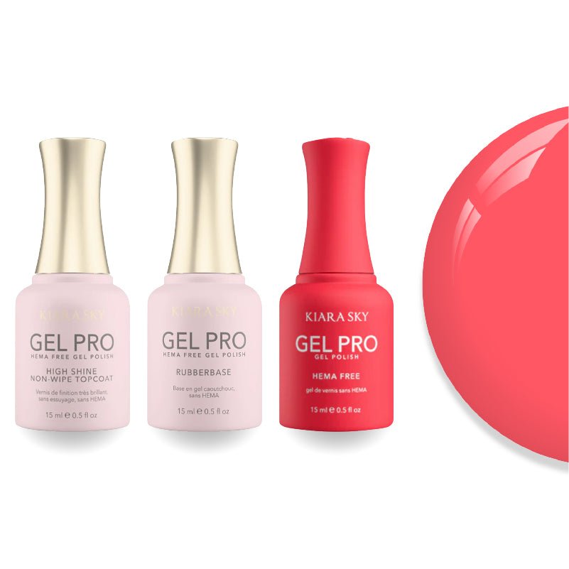 Kiara Sky Gel Pro Polish - HEMA - Free Rubber Base - High - Shine Non - Wipe Top Coat - 090 Glow - rious - DTK Nail Supply
