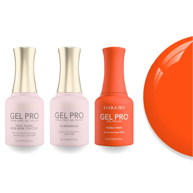 Kiara Sky Gel Pro Polish - HEMA - Free Rubber Base - High - Shine Non - Wipe Top Coat - 094 Embers Glow - DTK Nail Supply