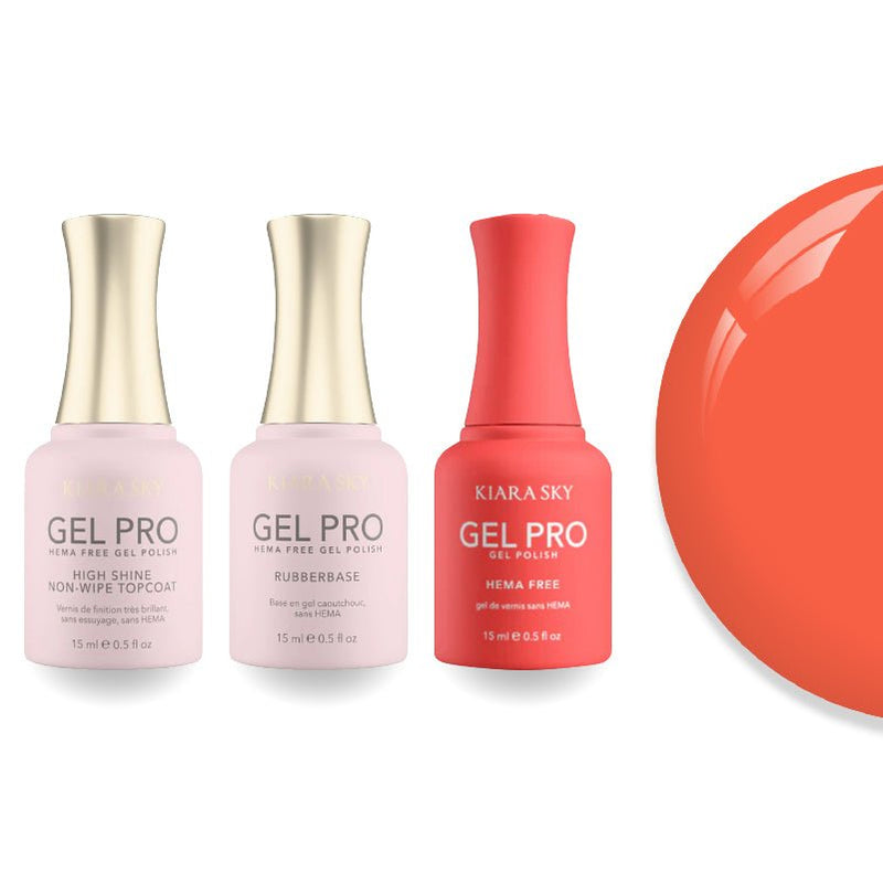 Kiara Sky Gel Pro Polish - HEMA - Free Rubber Base - High - Shine Non - Wipe Top Coat - 095 Coral Cutie - DTK Nail Supply