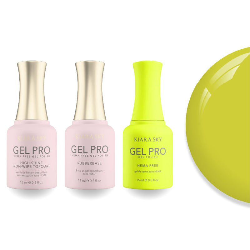 Kiara Sky Gel Pro Polish - HEMA - Free Rubber Base - High - Shine Non - Wipe Top Coat - 099 Sour Face - DTK Nail Supply