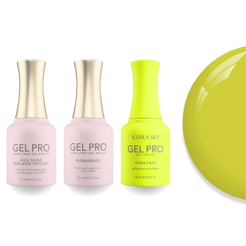Kiara Sky Gel Pro Polish - HEMA - Free Rubber Base - High - Shine Non - Wipe Top Coat - 099 Sour Face - DTK Nail Supply