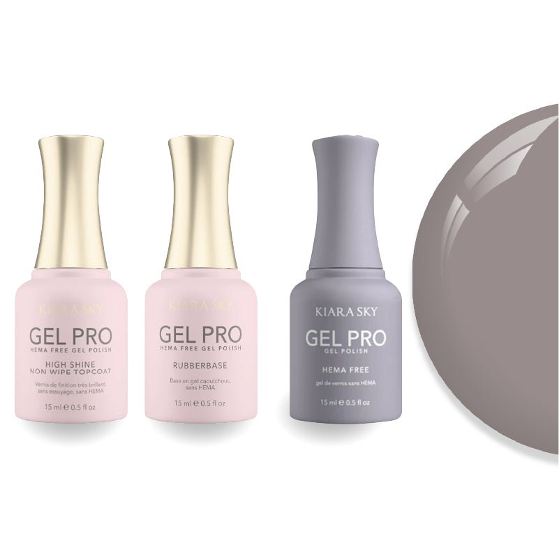 Kiara Sky Gel Pro Polish - HEMA - Free Rubber Base - High - Shine Non - Wipe Top Coat - 103 Stone Cold - DTK Nail Supply