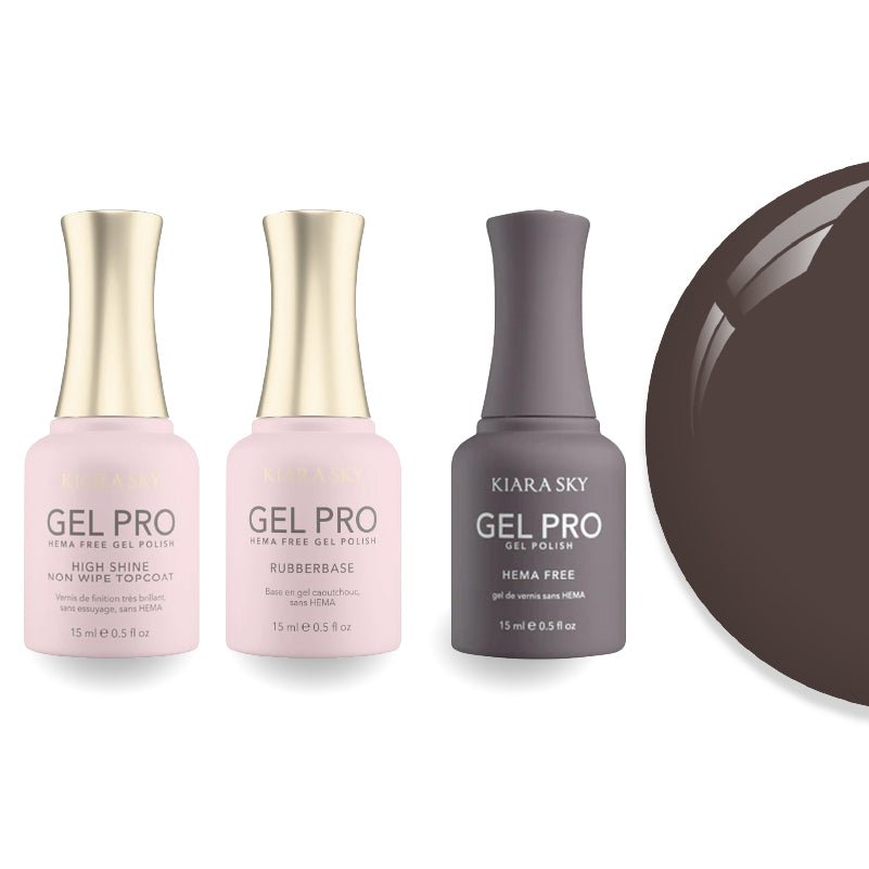 Kiara Sky Gel Pro Polish - HEMA - Free Rubber Base - High - Shine Non - Wipe Top Coat - 105 Shady - DTK Nail Supply