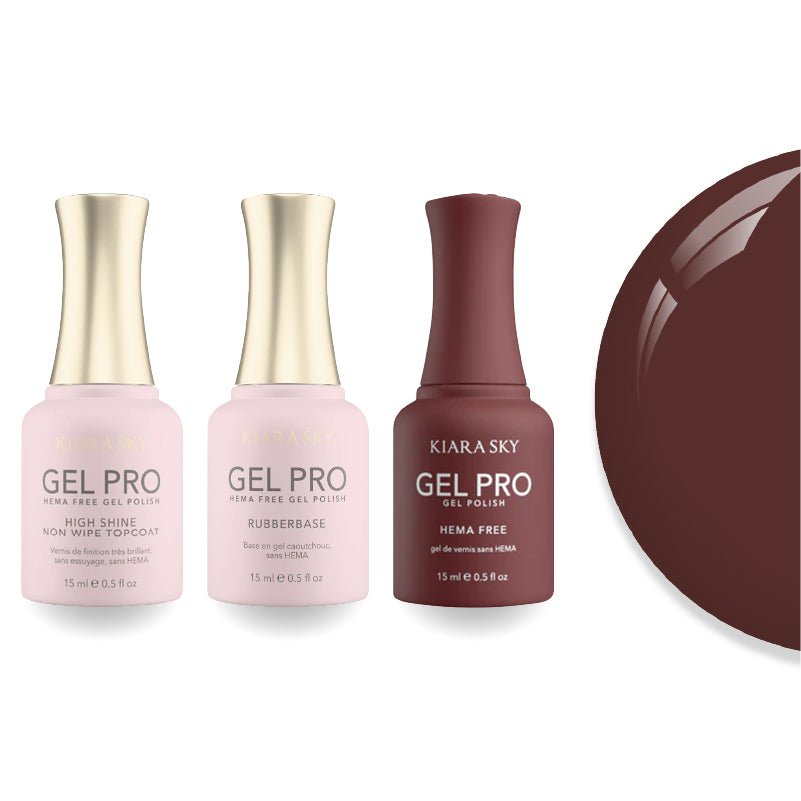 Kiara Sky Gel Pro Polish - HEMA - Free Rubber Base - High - Shine Non - Wipe Top Coat - 110 Bust A Mauve - DTK Nail Supply