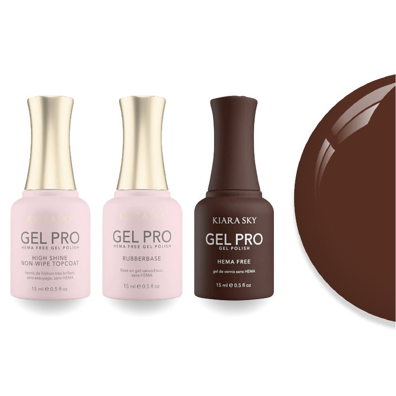 Kiara Sky Gel Pro Polish - HEMA - Free Rubber Base - High - Shine Non - Wipe Top Coat - 114 Knocked Out - DTK Nail Supply