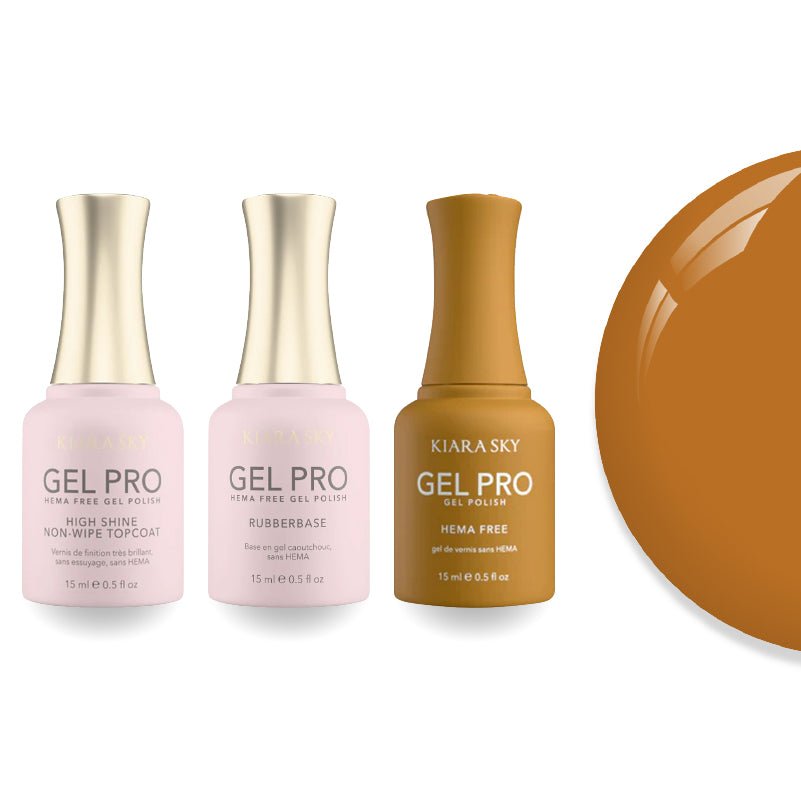 Kiara Sky Gel Pro Polish - HEMA - Free Rubber Base - High - Shine Non - Wipe Top Coat - 116 Not Your Honey - DTK Nail Supply