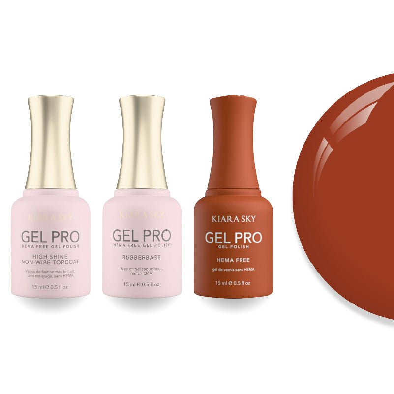 Kiara Sky Gel Pro Polish - HEMA - Free Rubber Base - High - Shine Non - Wipe Top Coat - 125 Clay Me Down - DTK Nail Supply