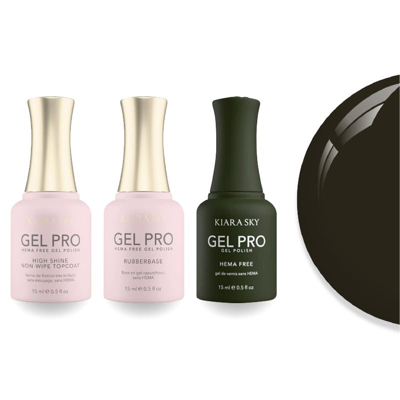 Kiara Sky Gel Pro Polish - HEMA - Free Rubber Base - High - Shine Non - Wipe Top Coat - 129 Fern And Games - DTK Nail Supply